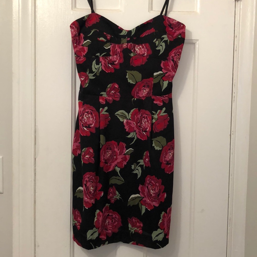 Black Rose Floral Mini Dress Medium